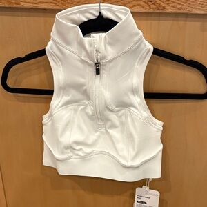 527. Phoenix Prague Crop White Sleeveless Zip-Front Crop Top